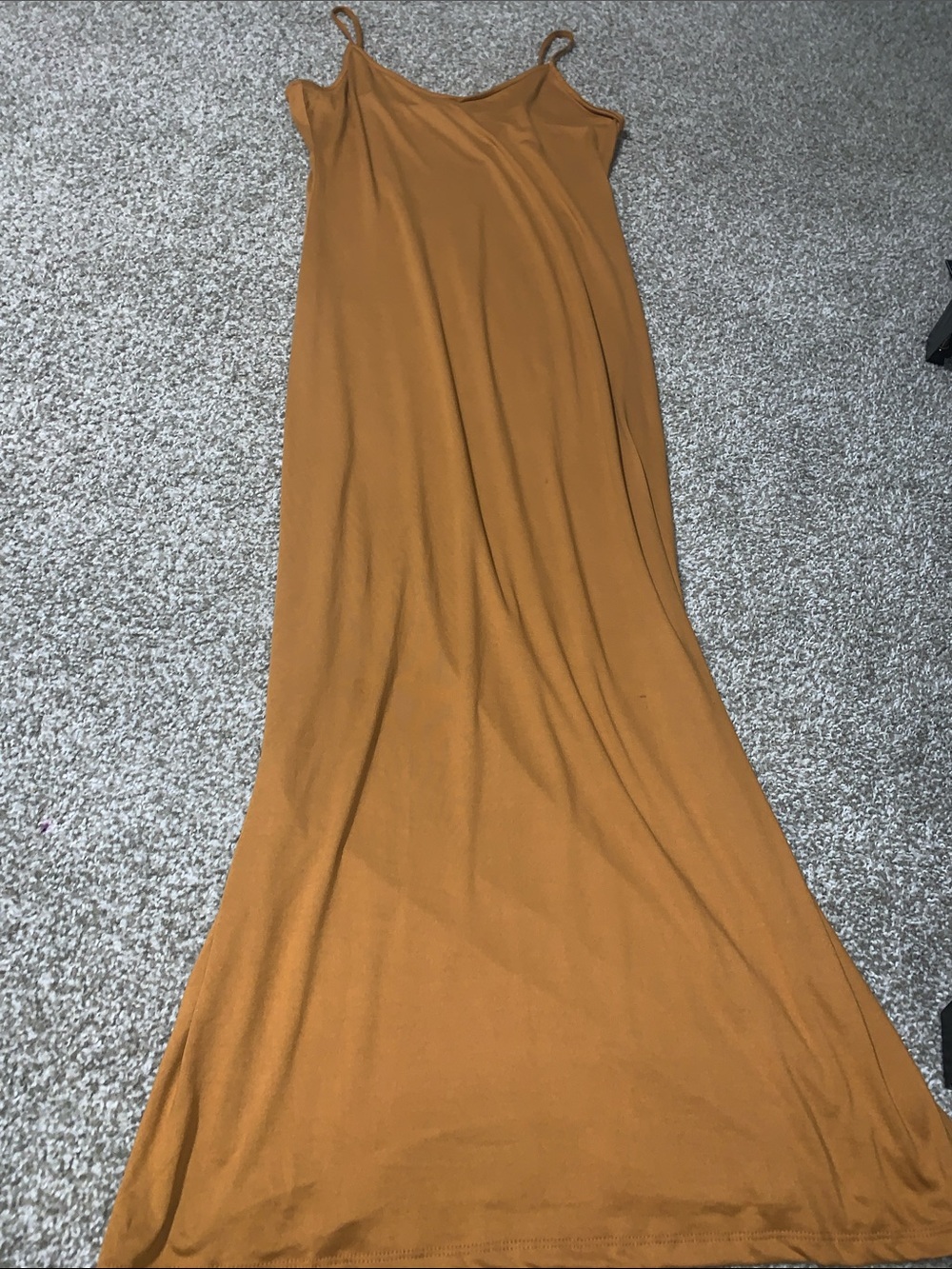 Mustard Slip Maxi Dress with Spaghetti Straps
